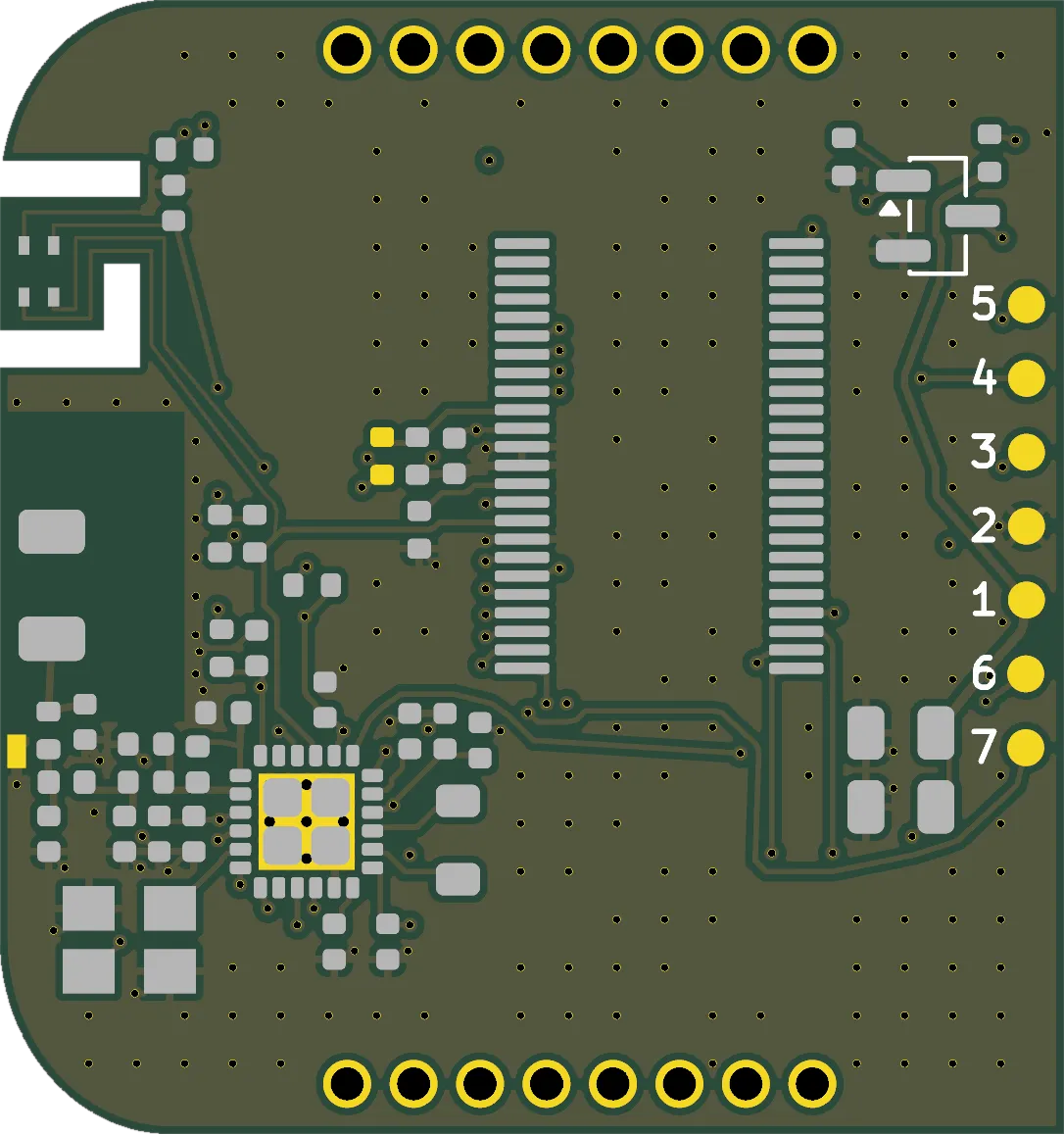 Circuit board rev N draft, part side / 기판 rev N 초안, 부품 면